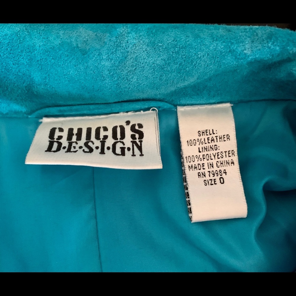 Turquoise suede embellish Chico’s jacket - Picture 3 of 3